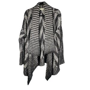 ANTHROPOLOGIE STARING AT STARS CHUNKY KNIT OPEN WATERFALL CARDIGAN BOHO LARGE